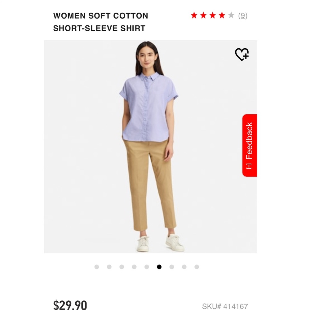 Uniqlo Soft Cotton Button Up Collar Short Sleeve